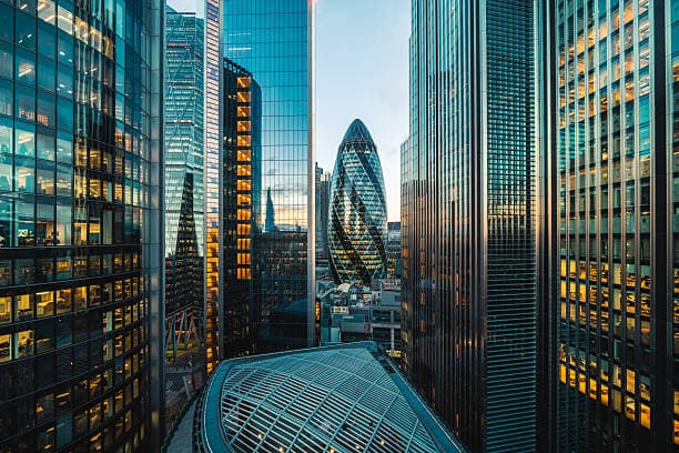 City of London skyline at dusk